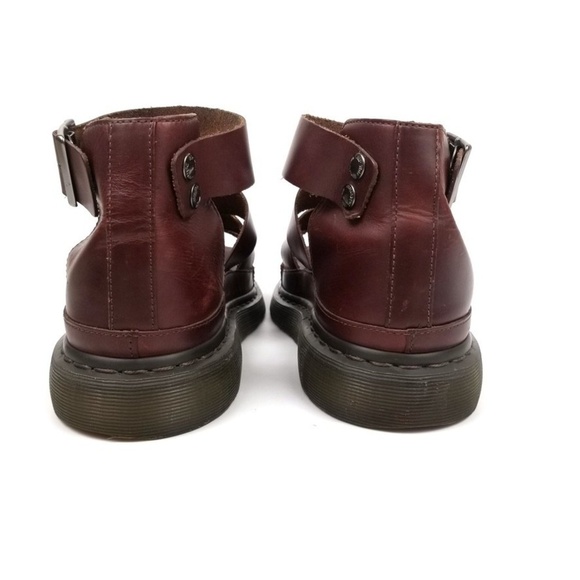RARE Dr. Martens Gladiator Brando Platform Leather Strap Sandals Men 10 Burgundy - Picture 5 of 9